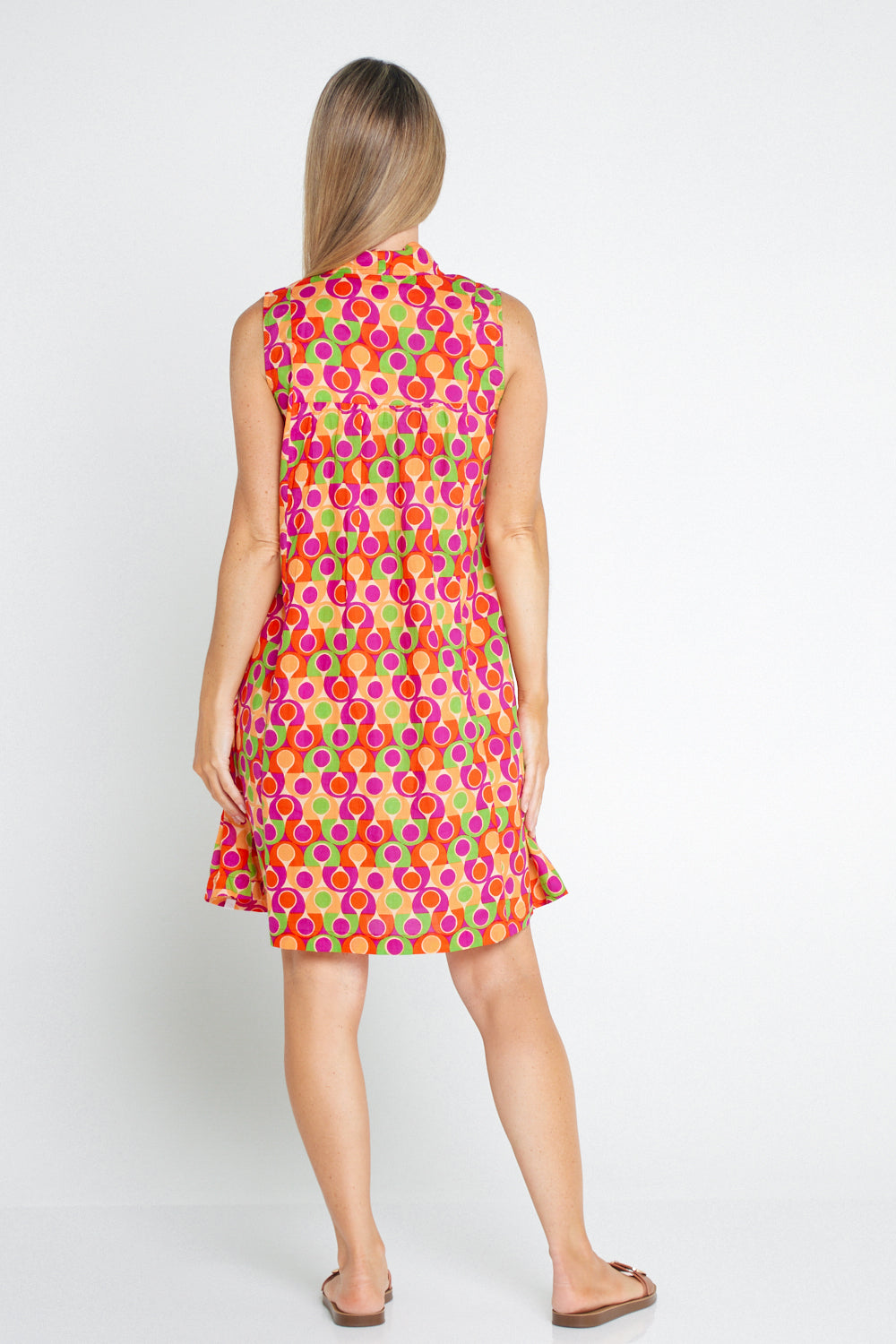 Melville Sleeveless Petite Cotton Dress - Papaya