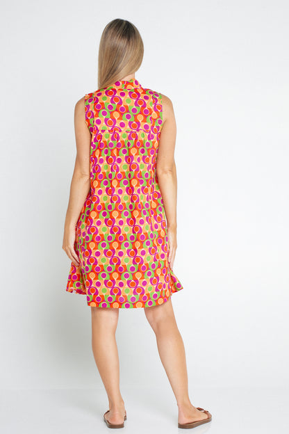 Melville Sleeveless Petite Cotton Dress - Papaya