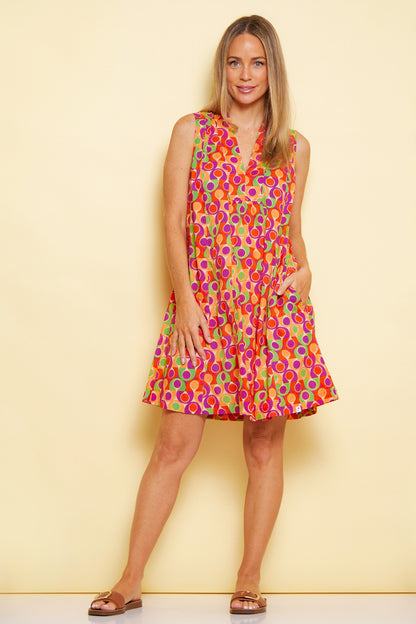 Melville Sleeveless Petite Cotton Dress - Papaya