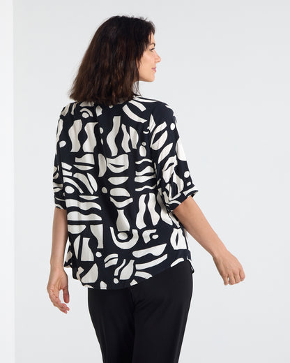 Langley V Neck Top - Monochrome