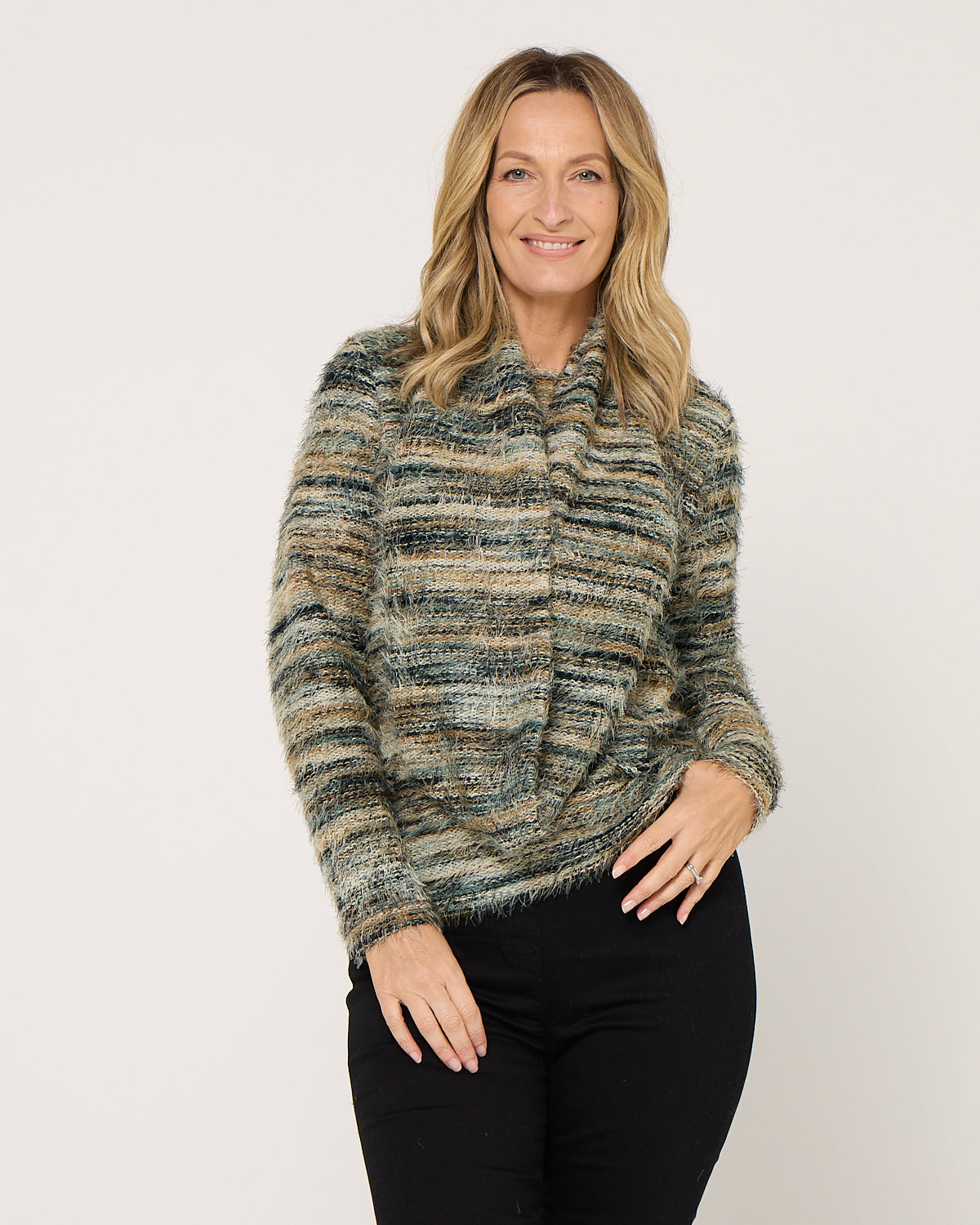 Lani Fluffy Knit Top & Snood - Mint