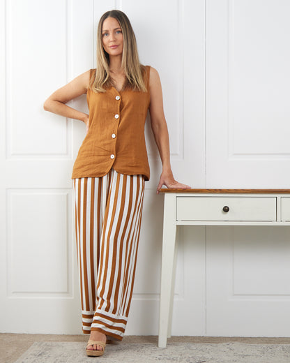 Treville Stripe Pant - Caramel