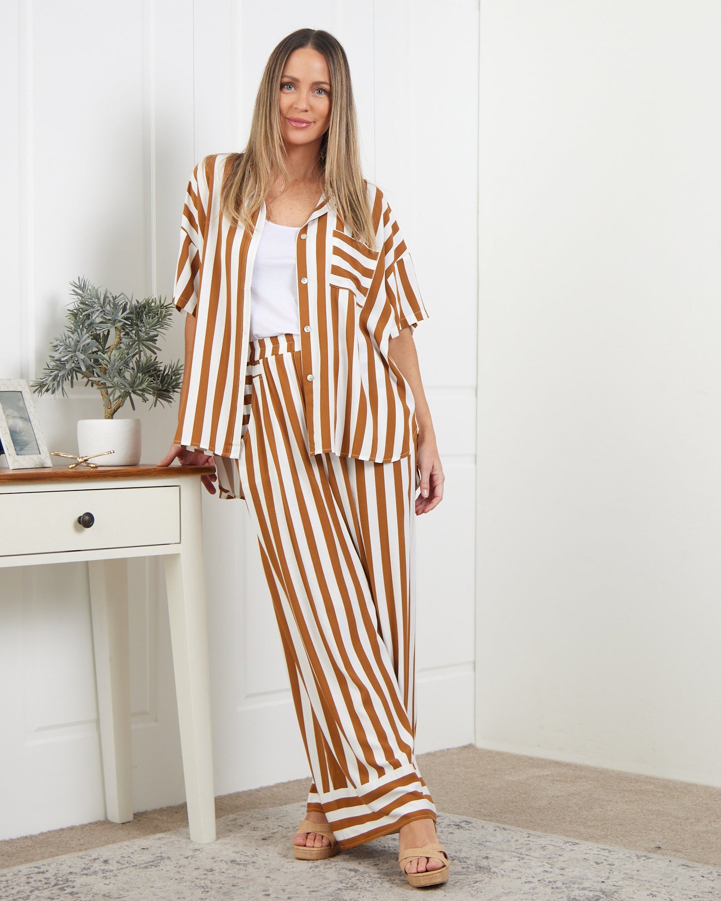 Treville Stripe Shirt - Caramel