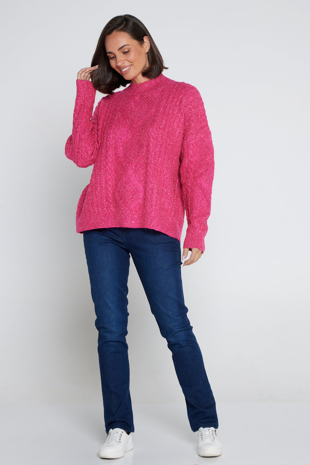 Miranda Cable Knit Jumper Hot Pink women knitwear sale TULIO Fashion