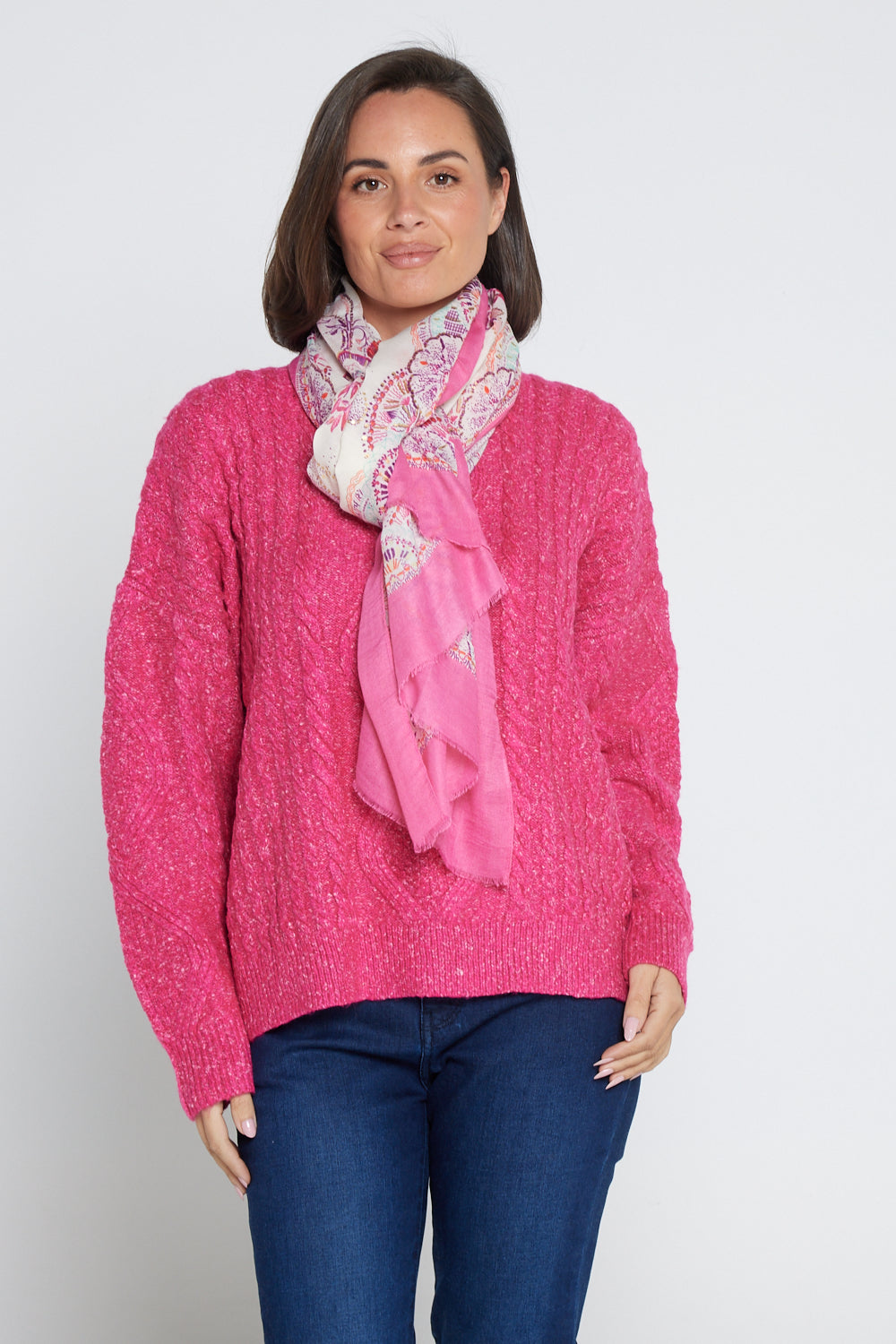 Miranda Cable Knit Jumper - Hot Pink