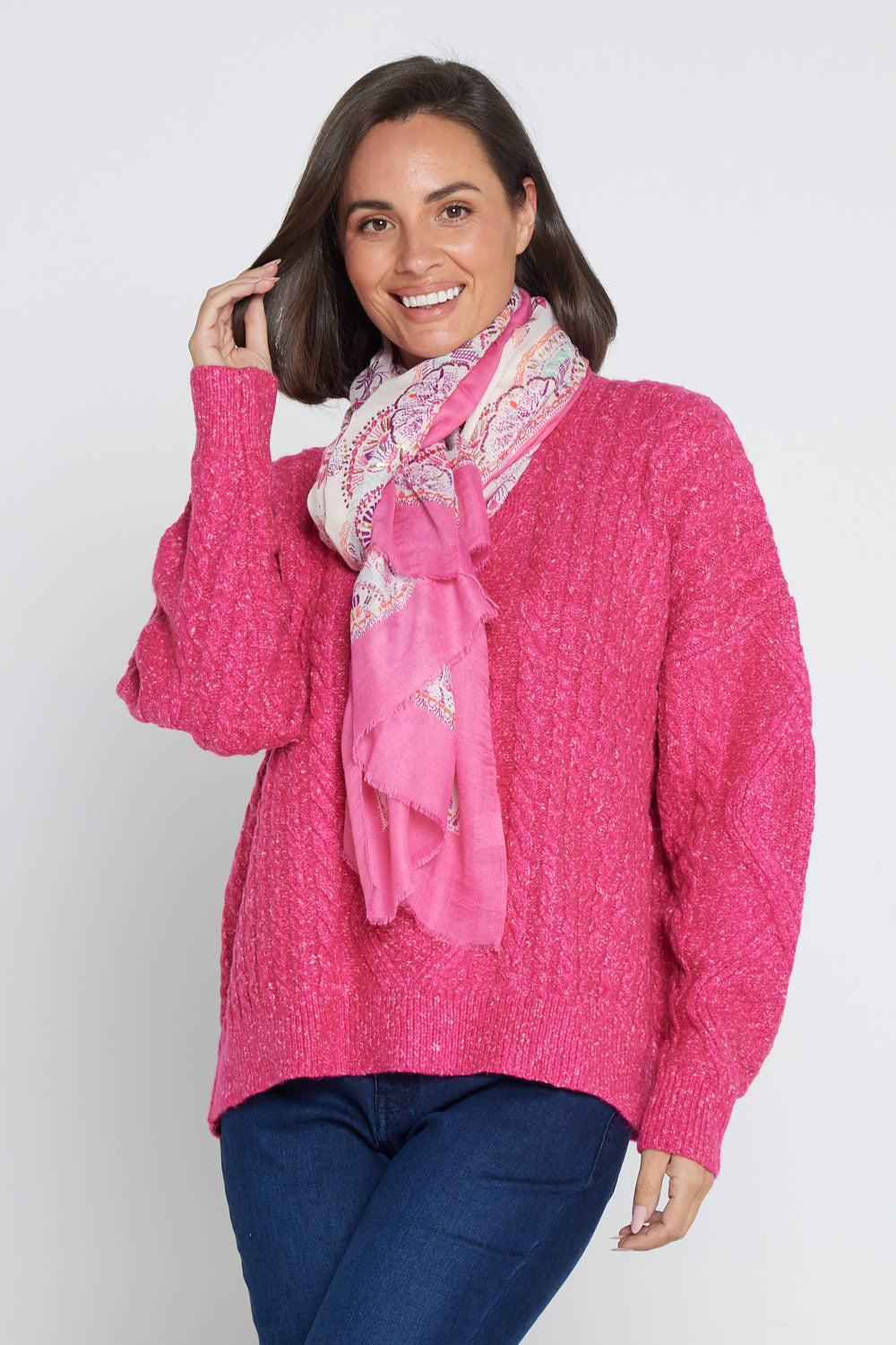 Miranda Cable Knit Jumper Hot Pink women knitwear sale TULIO Fashion