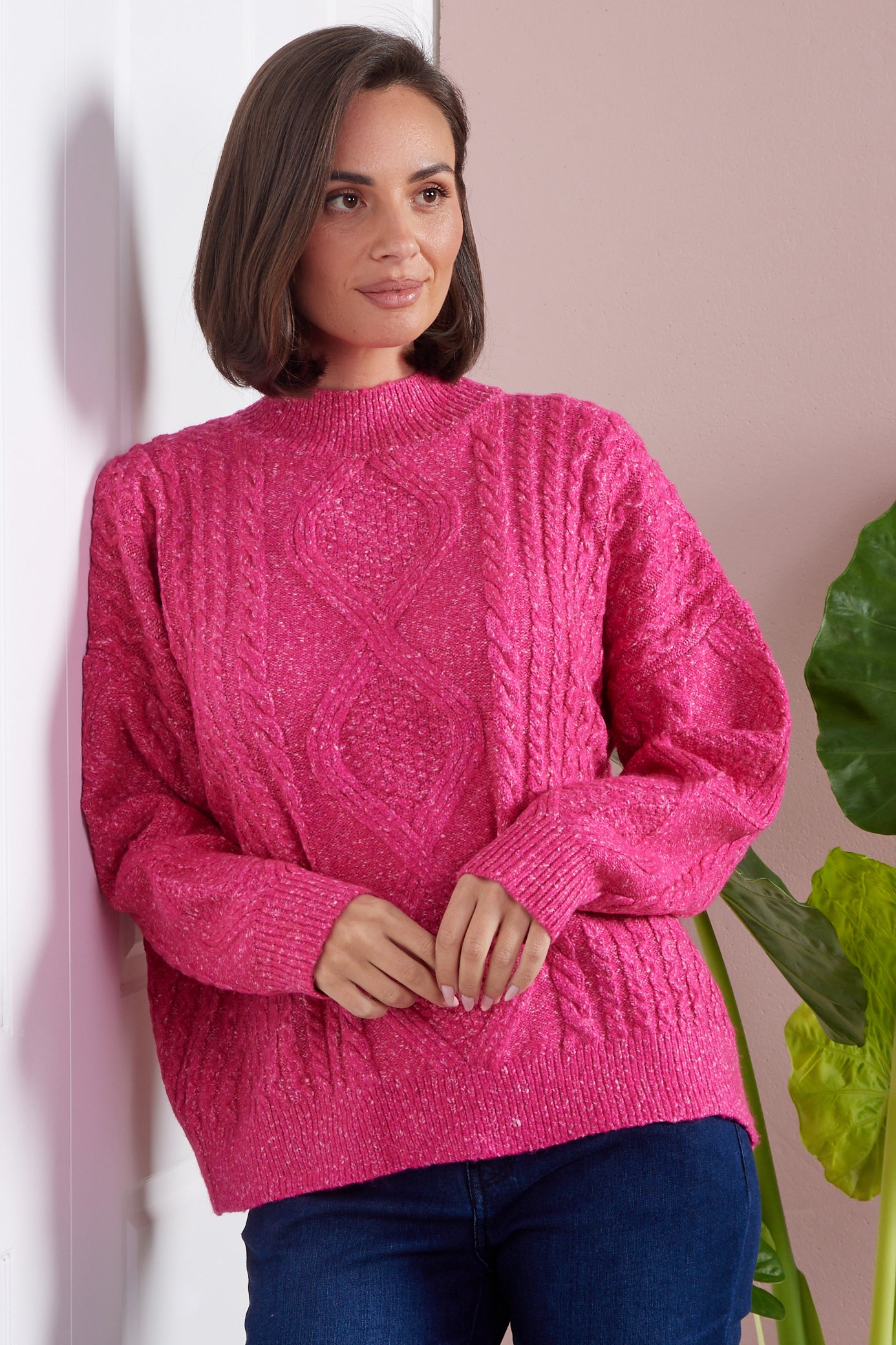 Miranda Cable Knit Jumper Hot Pink women knitwear sale TULIO Fashion