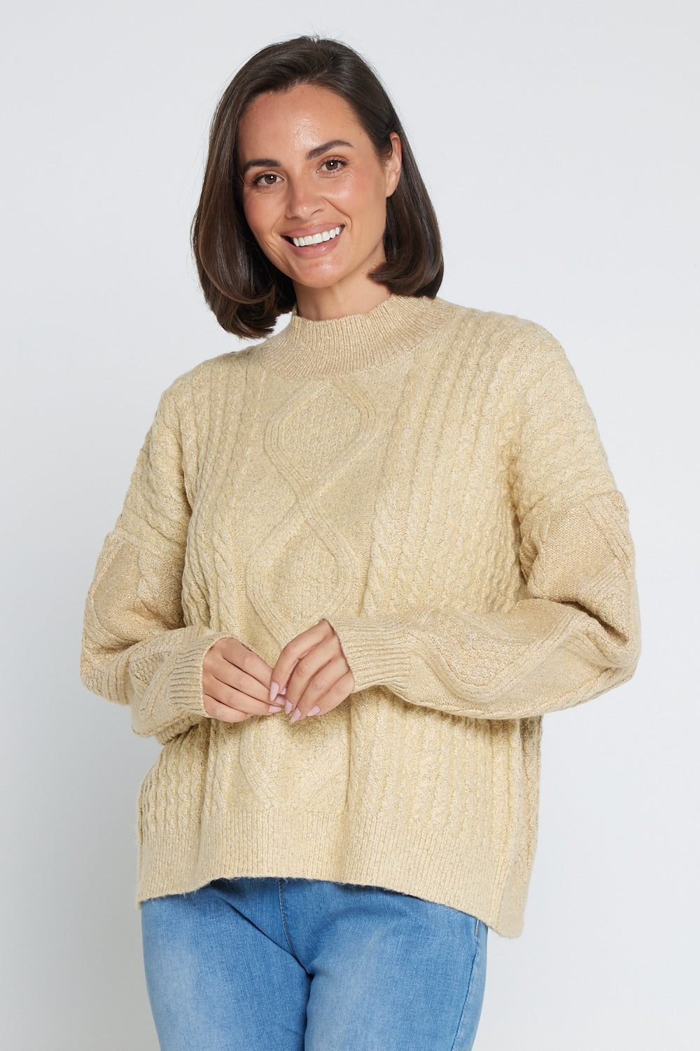 Cream cable jumper womens shop