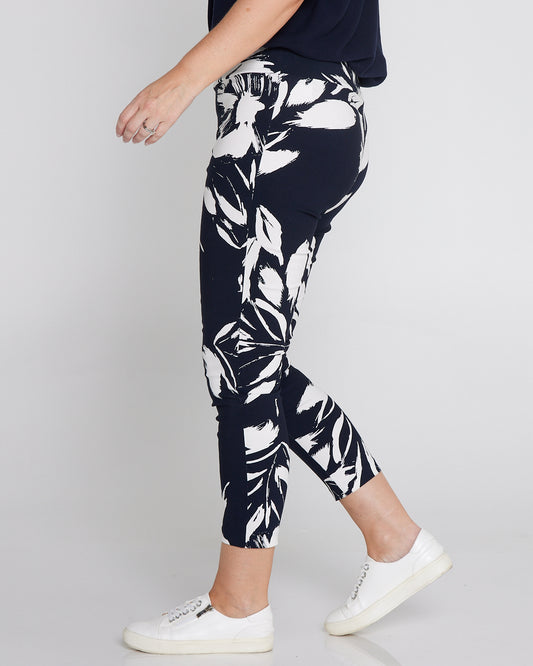 Moira Pants - Navy White Abstract