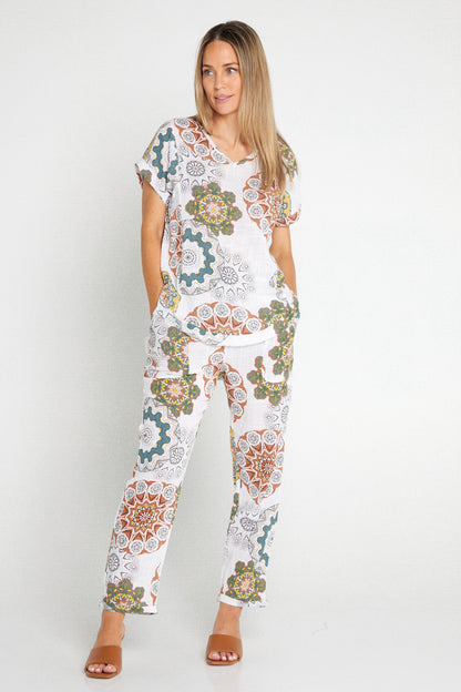 Mojave Linen Pants - Desert Blooms