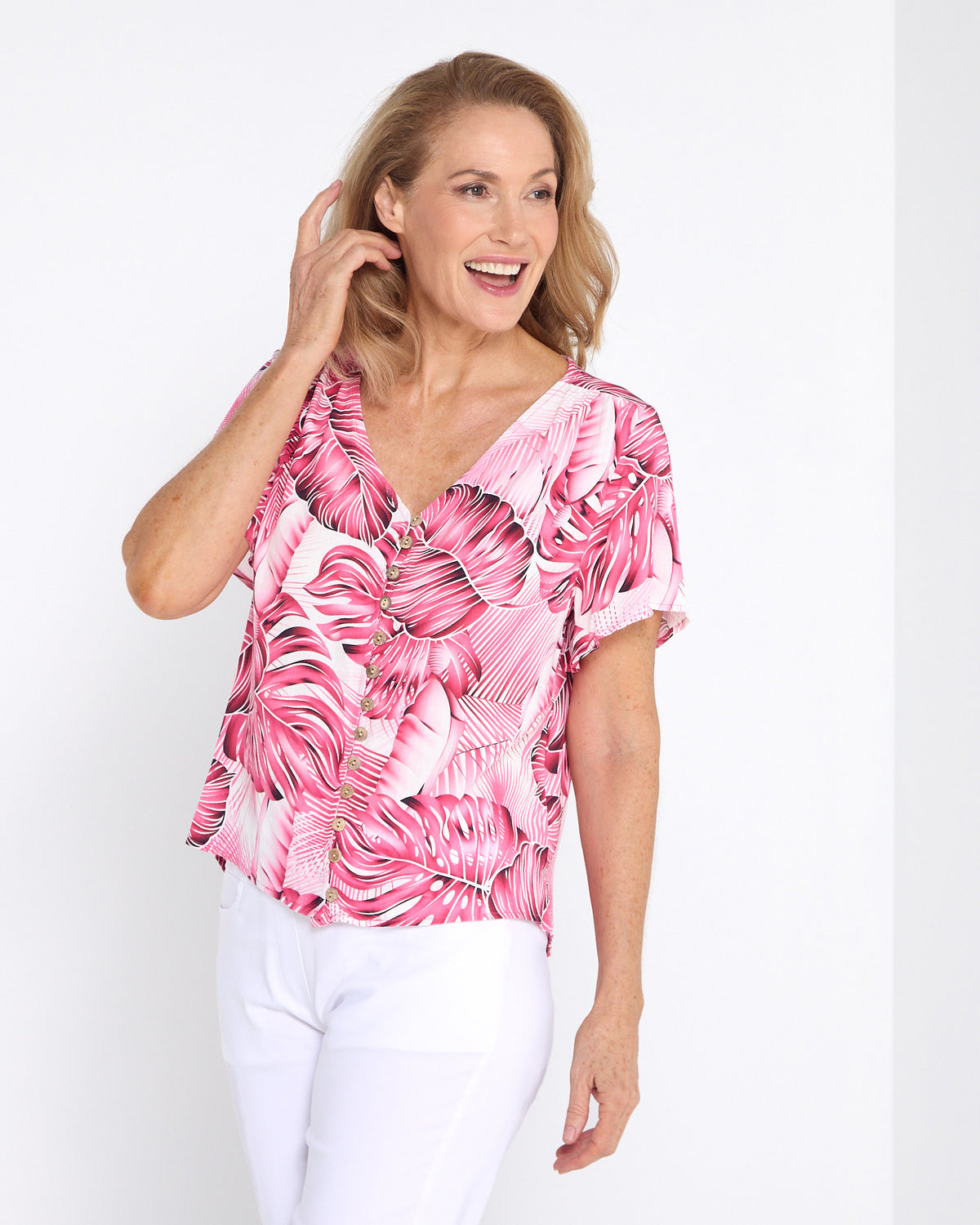 Palm Springs Top - Pink Hibiscus