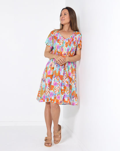 Hayes Dress - Pink Daisies