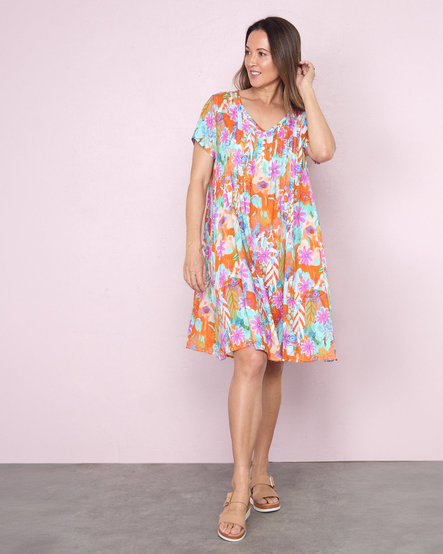 Hayes Dress - Pink Daisies