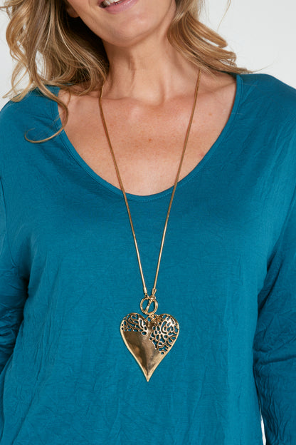 Heart Fob Necklace - Gold