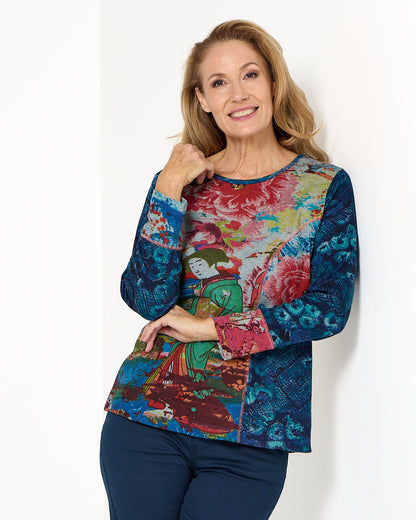 Nippori Patch Top - Red Print