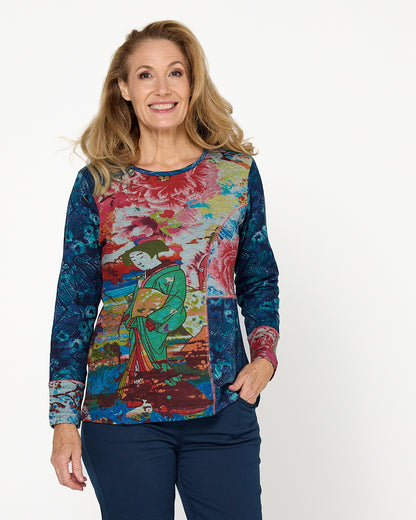 Nippori Patch Top - Red Print