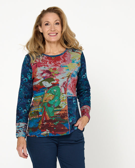 Nippori Patch Top - Red Print