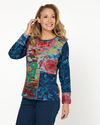Nippori Patch Top - Red Print