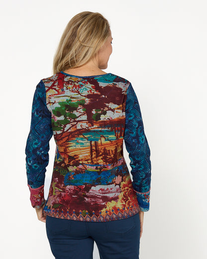 Nippori Patch Top - Red Print