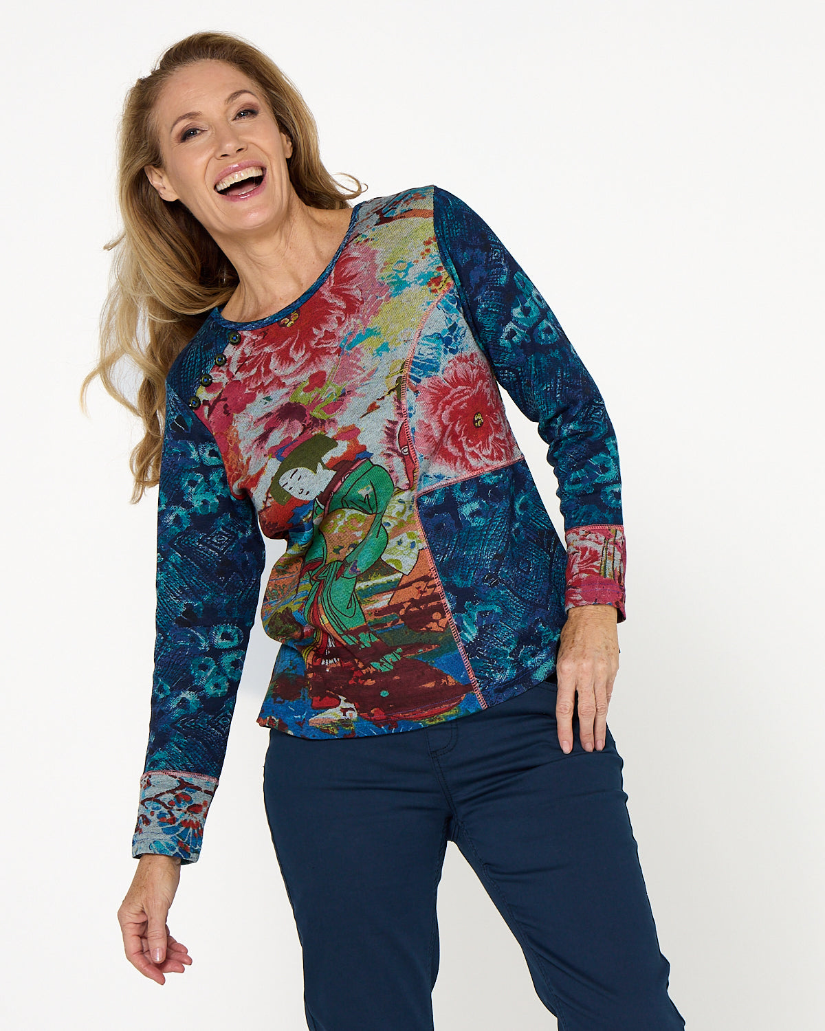Nippori Patch Top - Red Print
