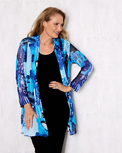 Naomi Mesh Jacket – Ocean Blue Abstract