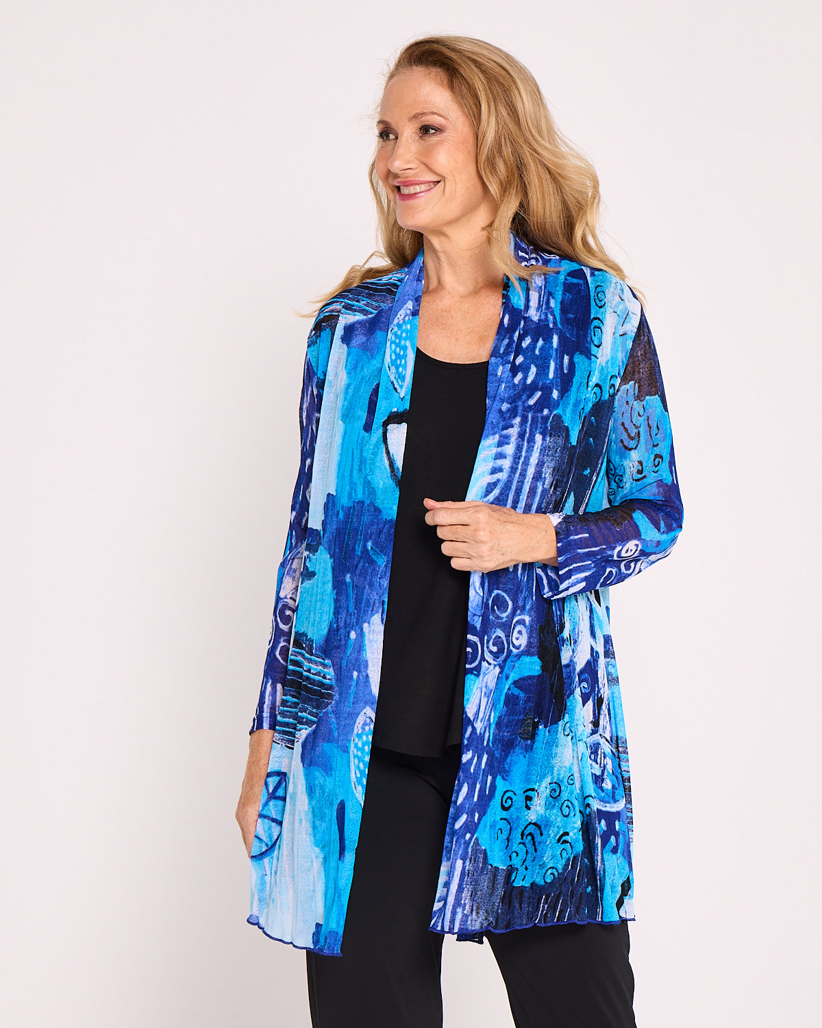 Naomi Mesh Jacket – Ocean Blue Abstract