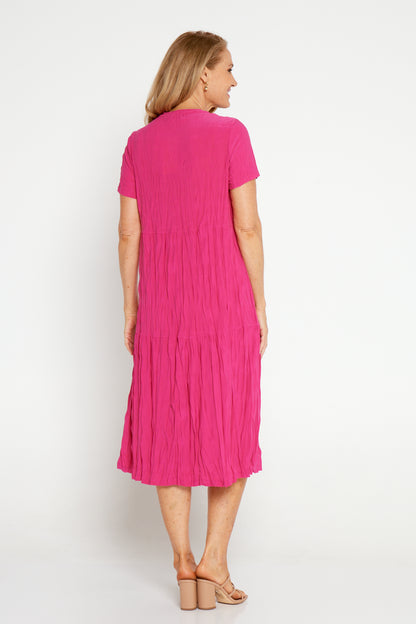 Stella Tiered Dress - Hot Pink