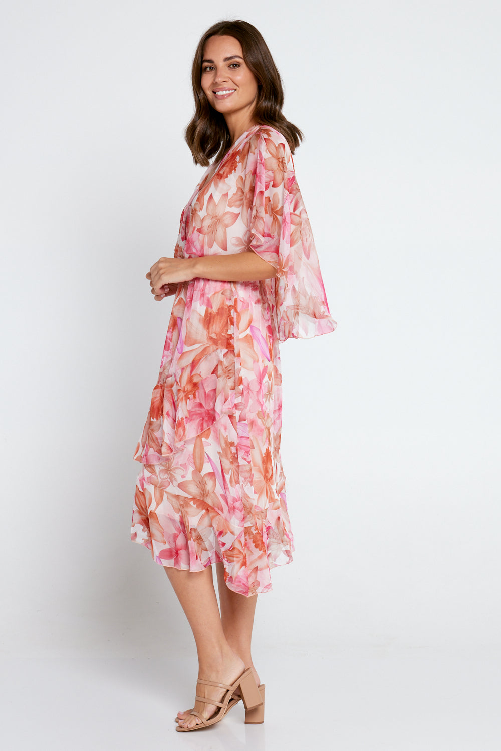 Natalia Chiffon Dress - Pink Tropical Floral – TULIO Fashion