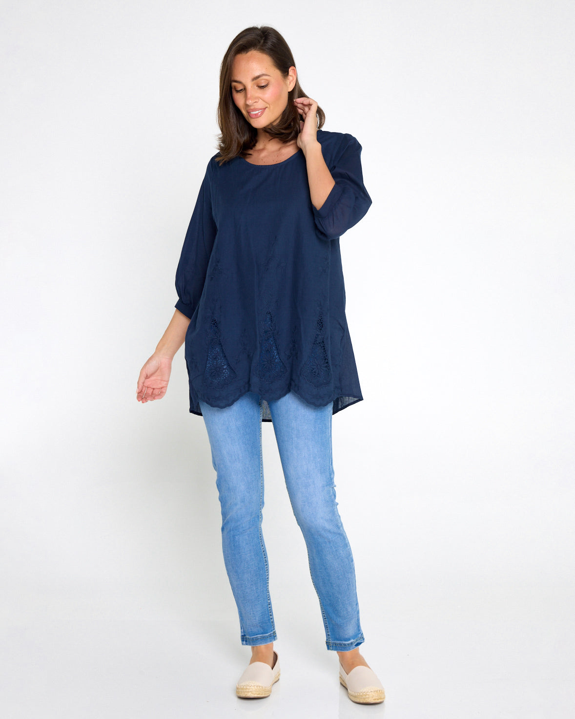 Sophia Cotton Top - Navy Nouveau