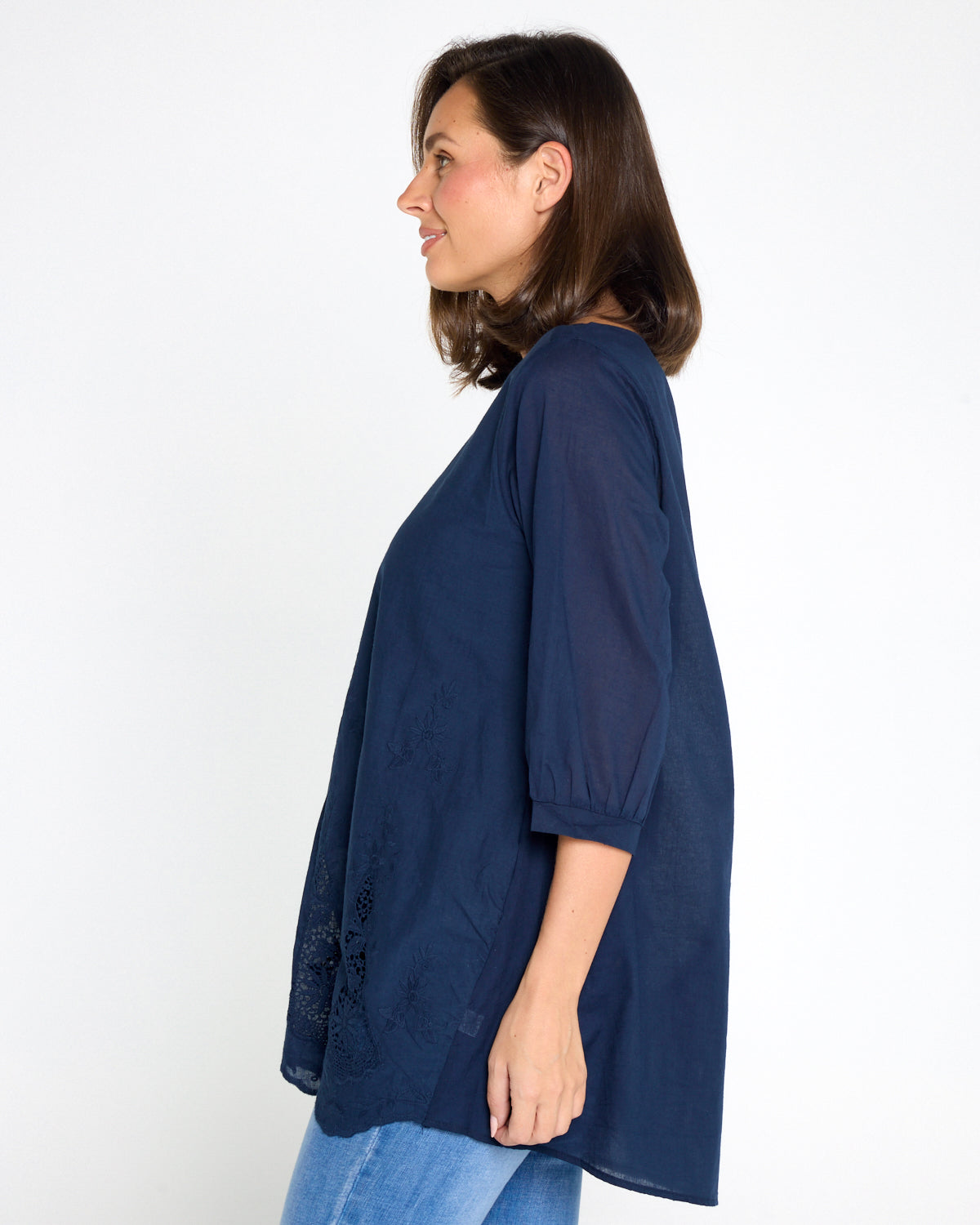 Sophia Cotton Top - Navy Nouveau