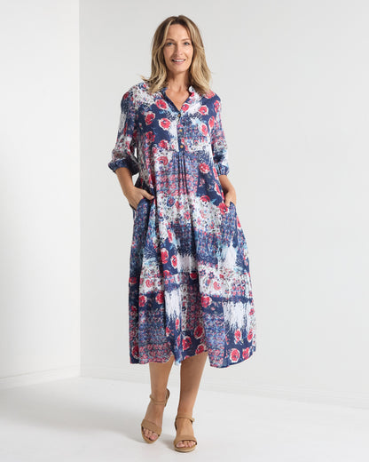 Hammond Dress - Navy Roses