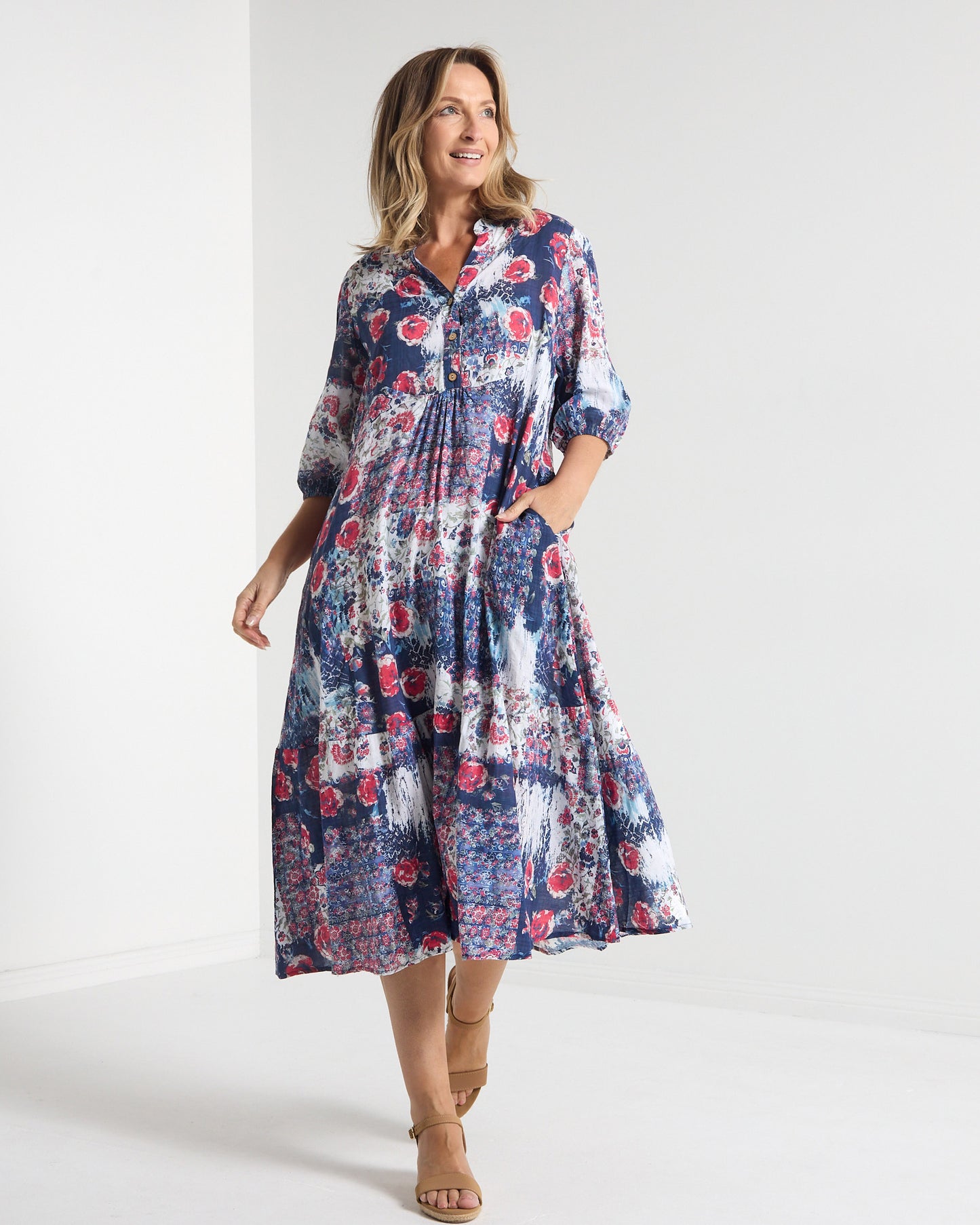 Hammond Dress - Navy Roses
