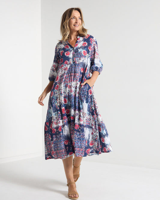 Hammond Dress - Navy Roses