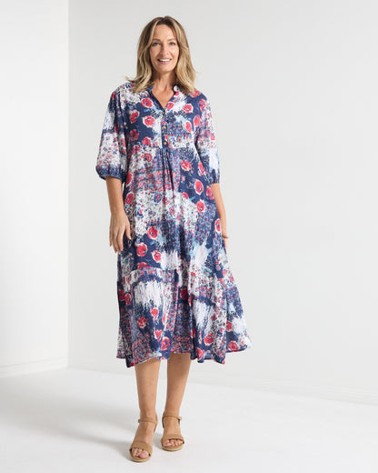 Hammond Dress - Navy Roses