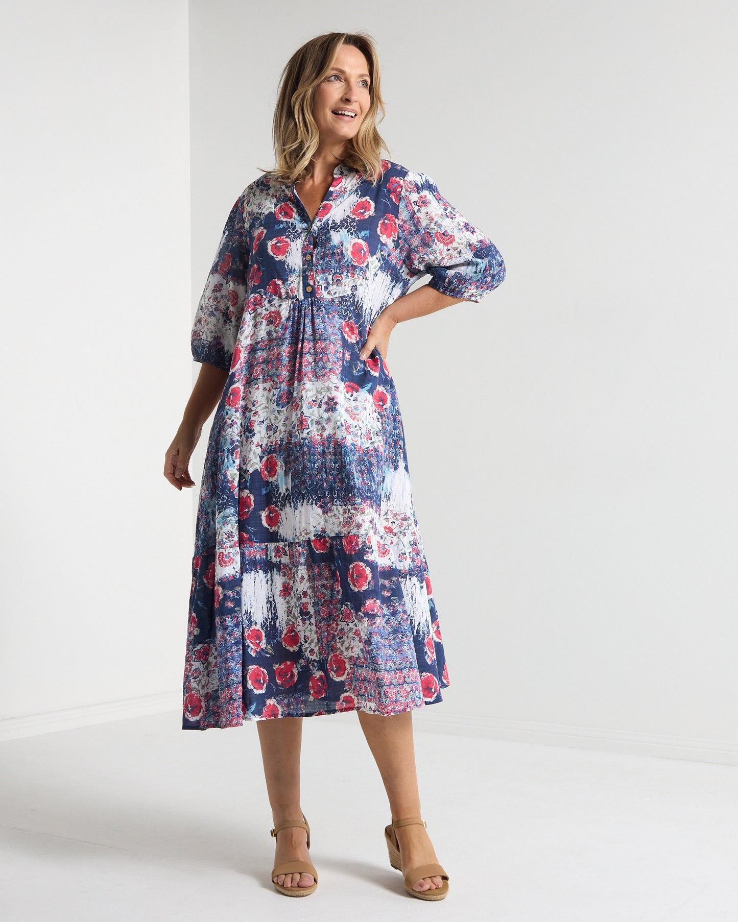 Hammond Dress - Navy Roses