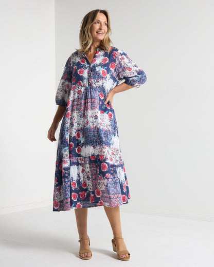 Hammond Dress - Navy Roses