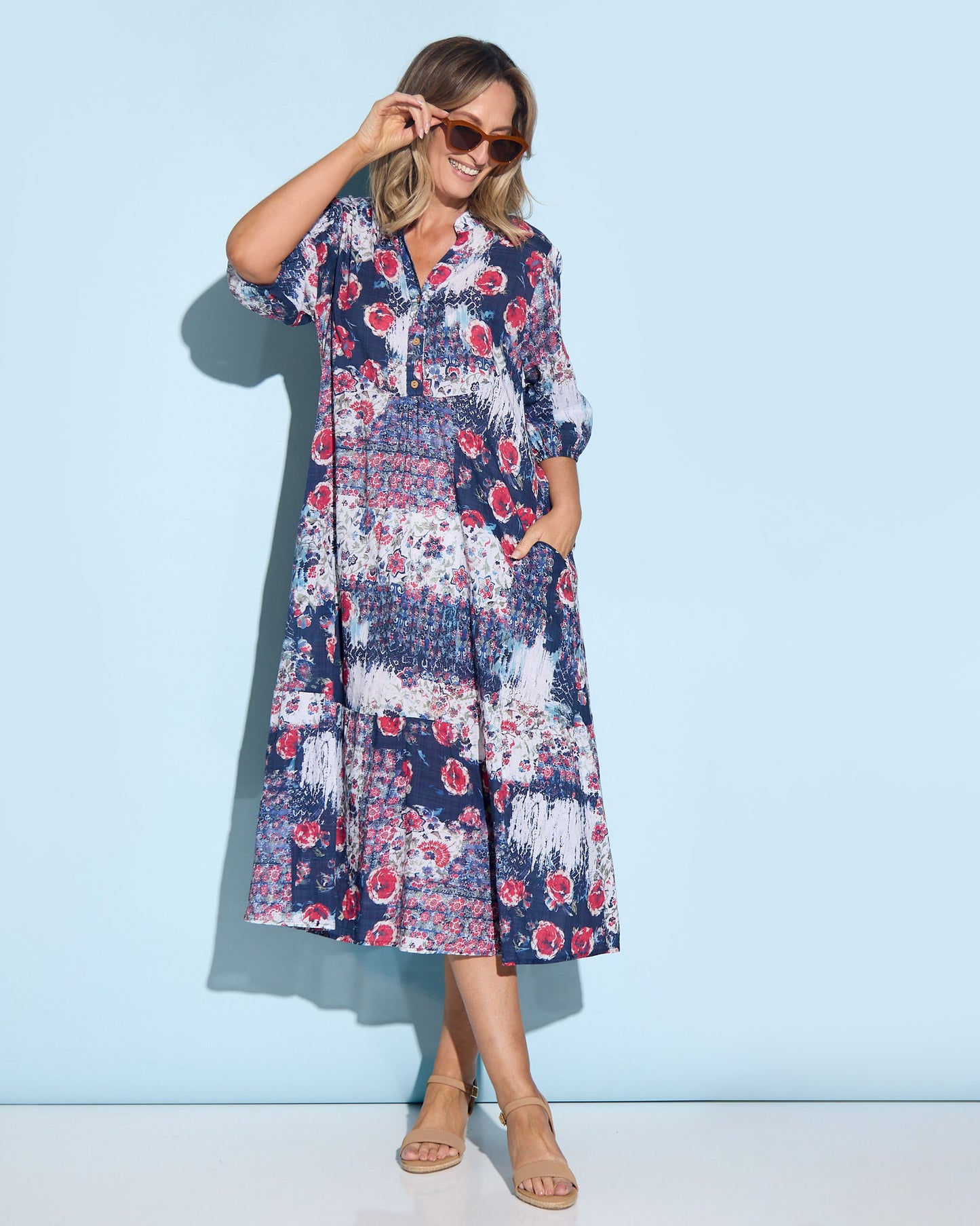 Hammond Dress - Navy Roses