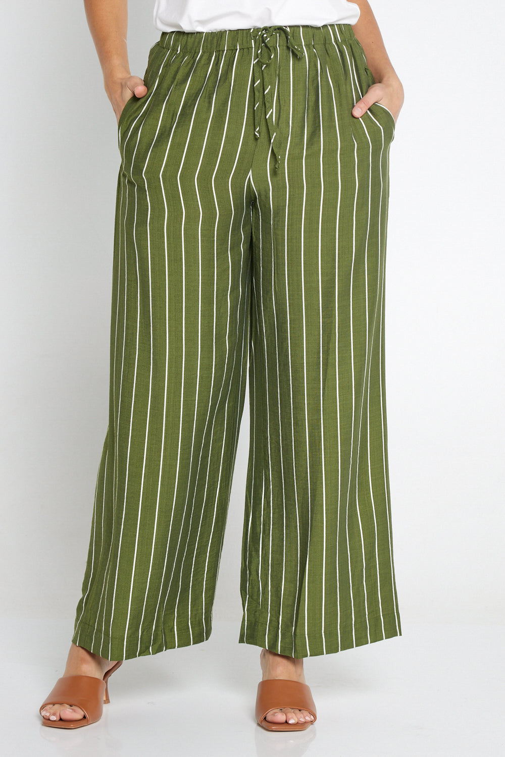 Neave Pants - Green/White Stripe