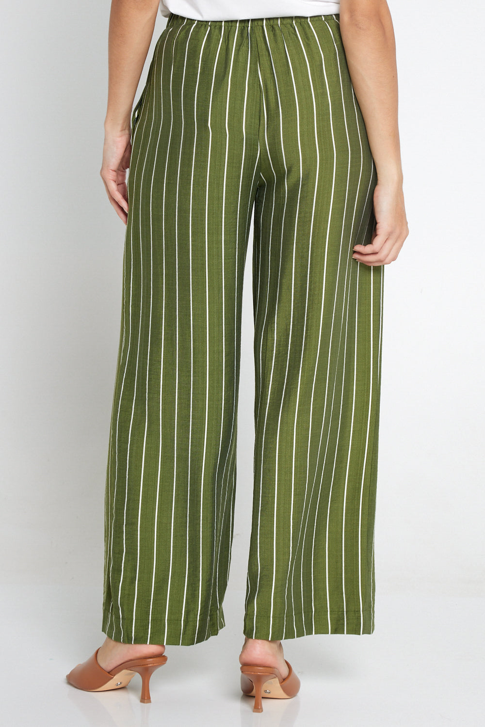 Neave Pants - Green/White Stripe