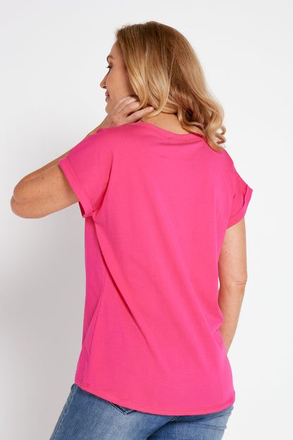 Nell Cotton Tee - Hot Pink