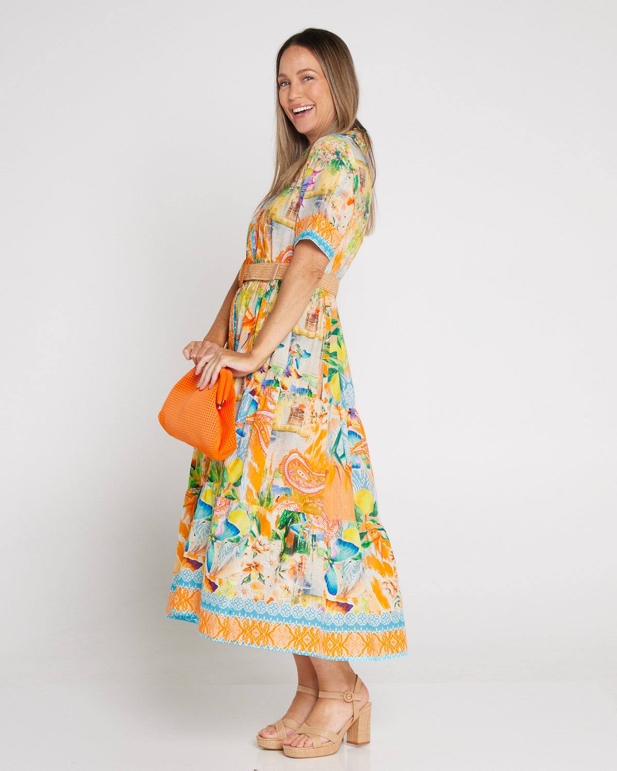 Neroli Cotton Shirt Dress - Tangerine Dream