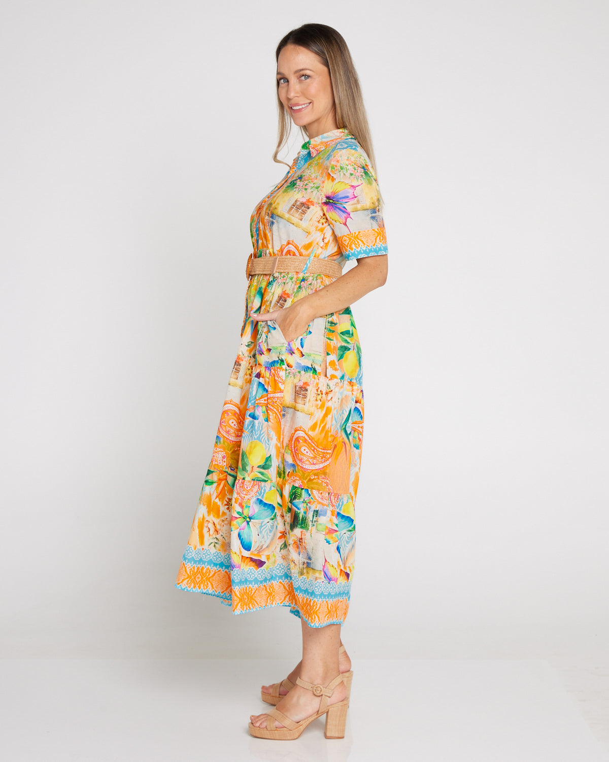 Neroli Cotton Shirt Dress - Tangerine Dream