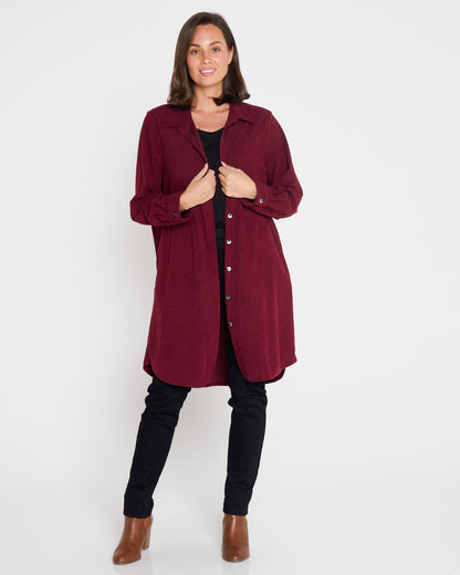 Parmila Corduroy Overshirt - Burgundy