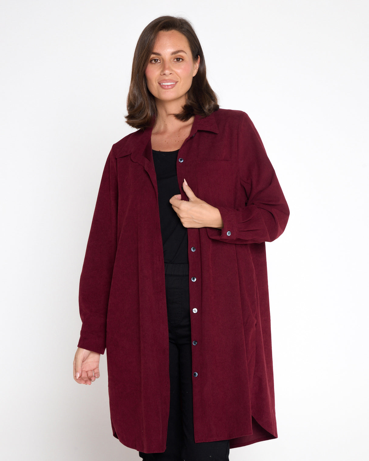 Parmila Corduroy Overshirt - Burgundy