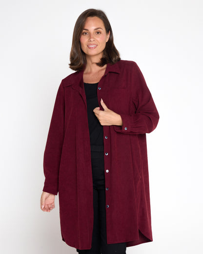 Parmila Corduroy Overshirt - Burgundy