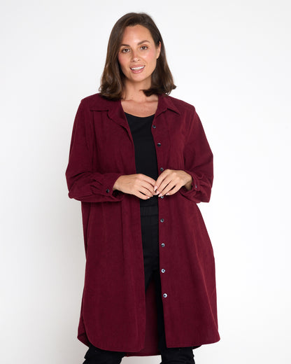 Parmila Corduroy Overshirt - Burgundy
