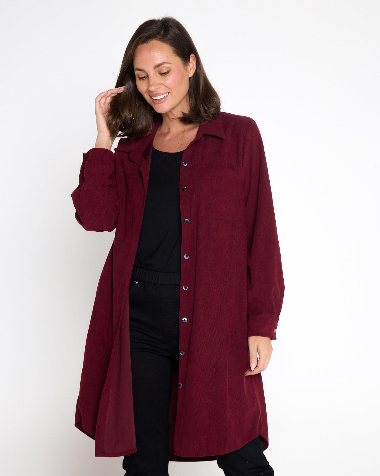 Parmila Corduroy Overshirt - Burgundy