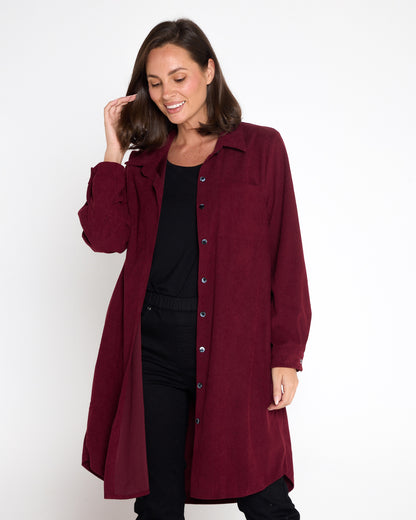 Parmila Corduroy Overshirt - Burgundy