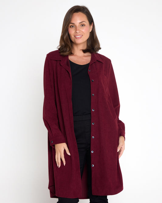 Parmila Corduroy Overshirt - Burgundy