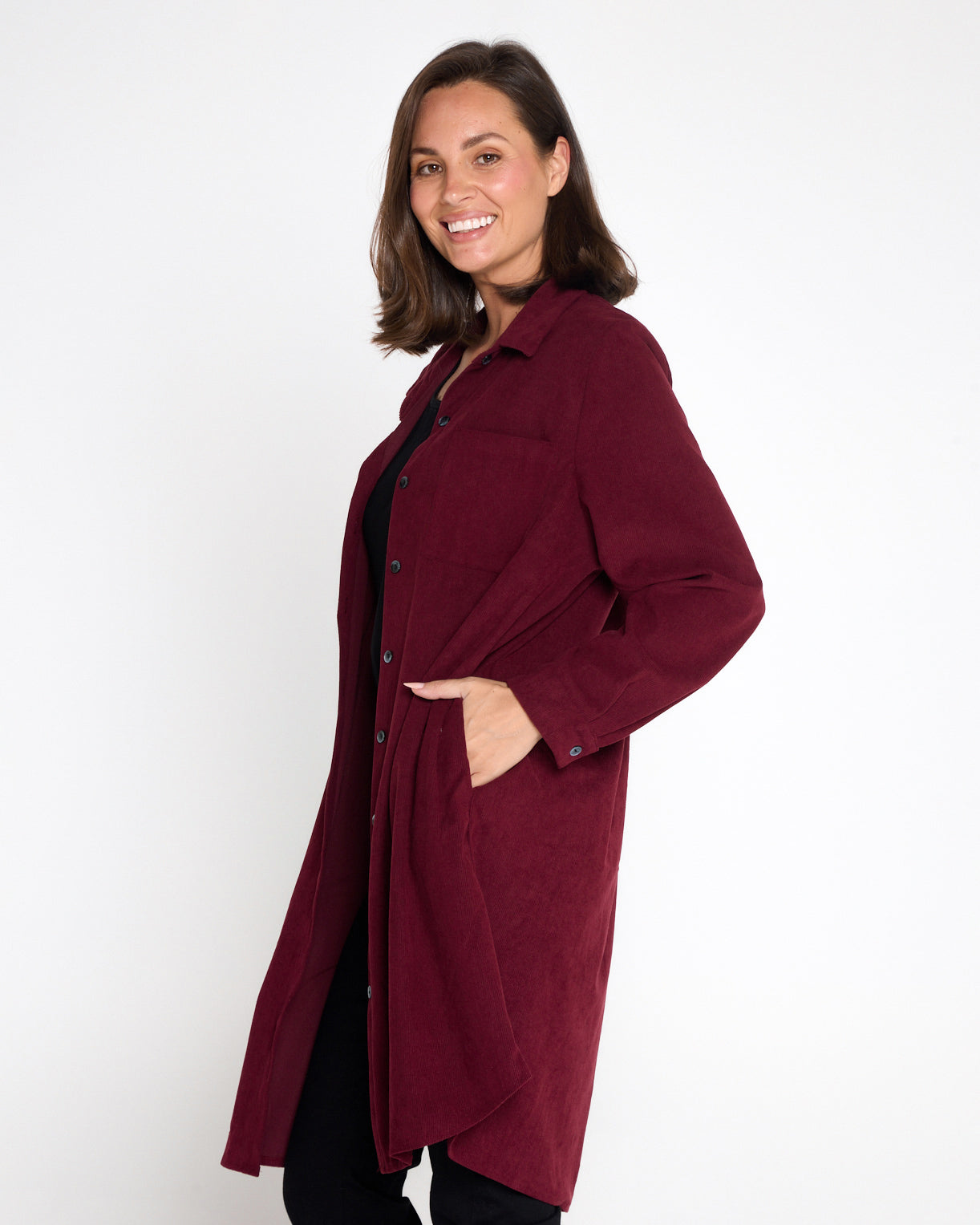 Parmila Corduroy Overshirt - Burgundy